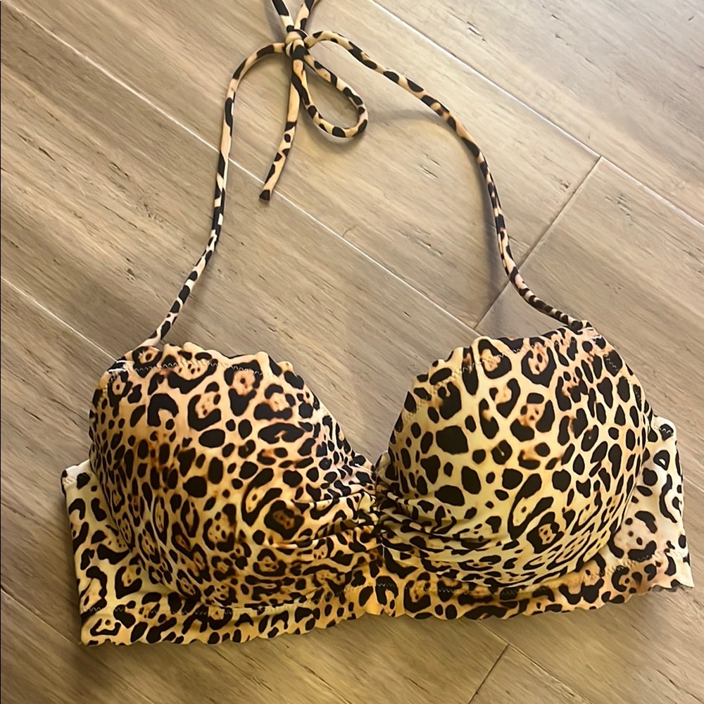 Victoria’s Secret Leopard Print Halter Bikini Top  34C